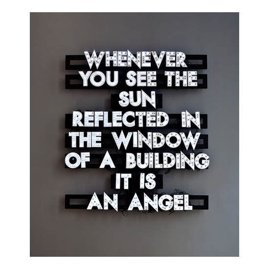 Whenever You See The Sun<br>
2009<br>
oak, polymer, 12 volt LED lights<br>
65 x 63 inches (165 x 160 cm)<br>
Edition of 5 + 1 AP