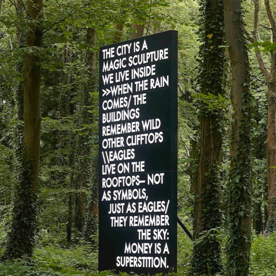 Poem in Lights to be Scattered
in the Square Mile, 2017
Powder coated aluminum column
with 12 volt light inside
156 x 336 x 72 inches(396 x 853 x 183 cm)
Cass Sculpture Foundation Piece